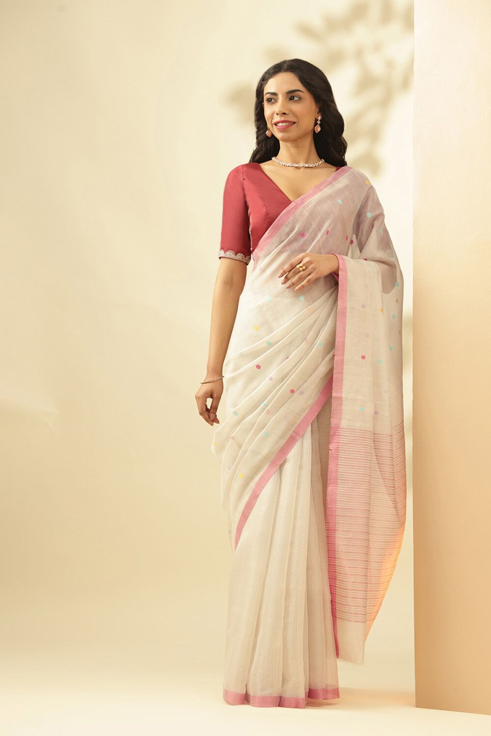 Buy Golden Handwoven Tissue Silk Saree Online At Zeel Clothing
