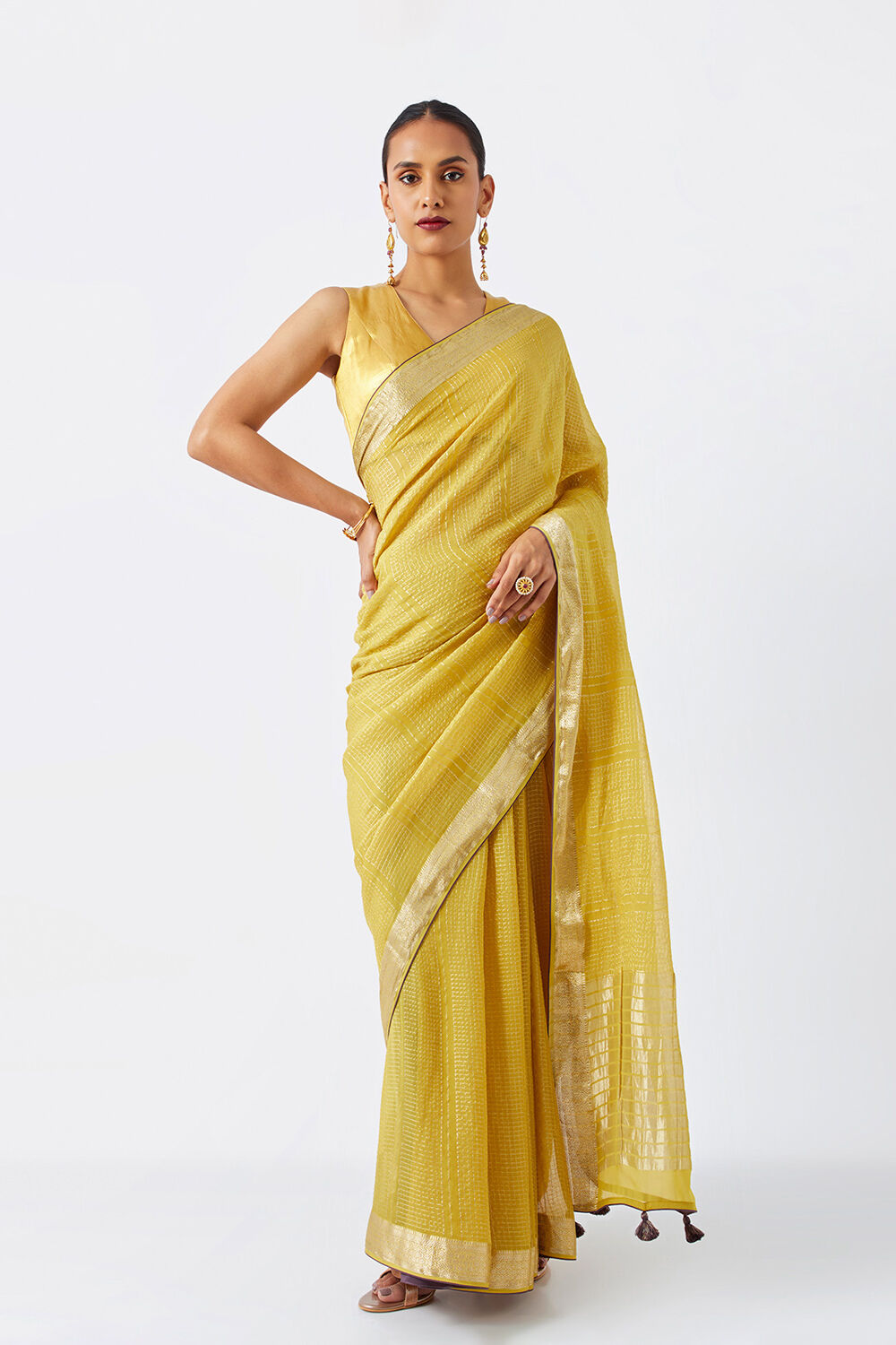 Dark Yellow Woven Festival Wear Banarasi Saree