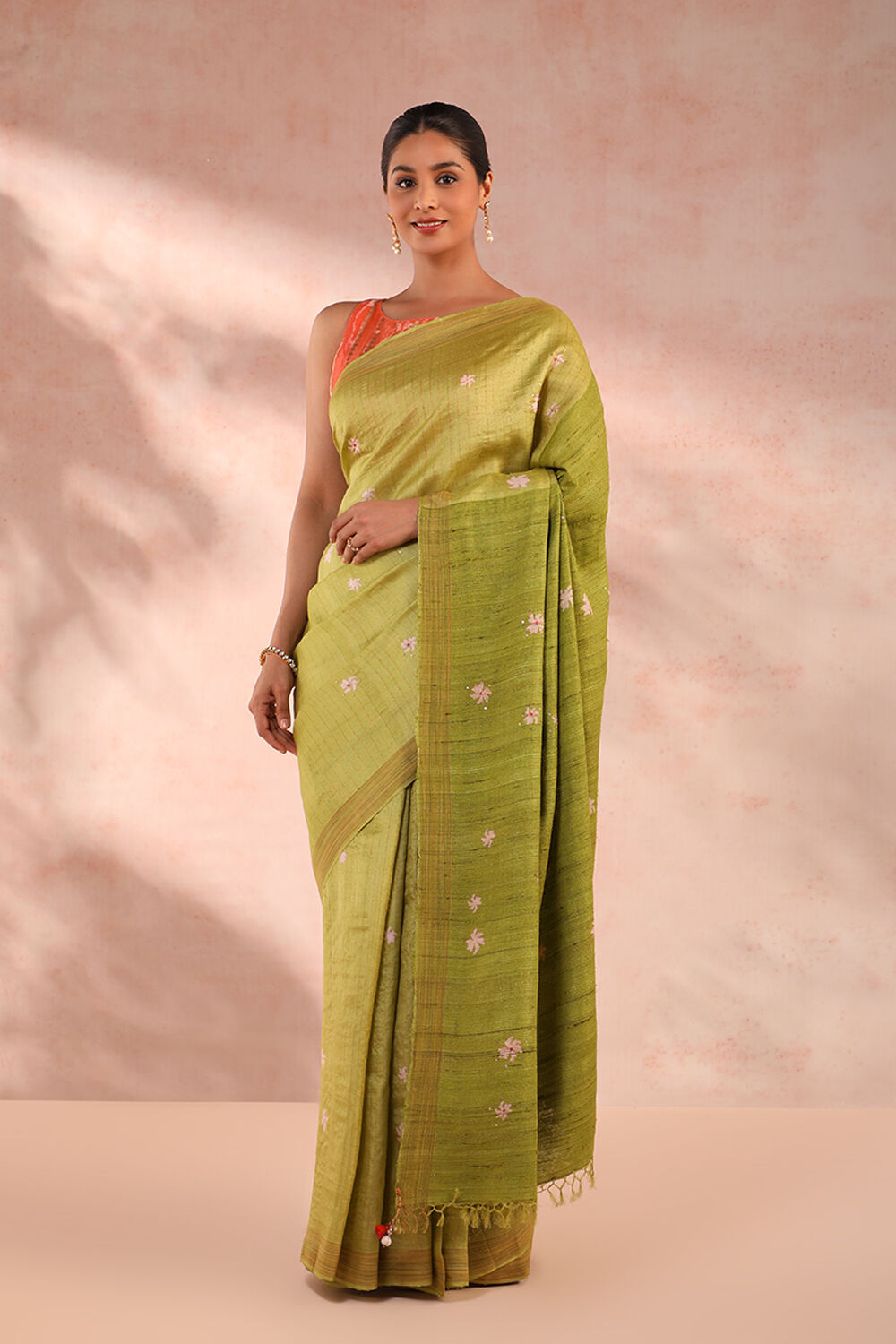 Green Kirpan Womens Silk Blend Light Green Woven Designer Saree With Blouse  For Women - vsaree - 4166133