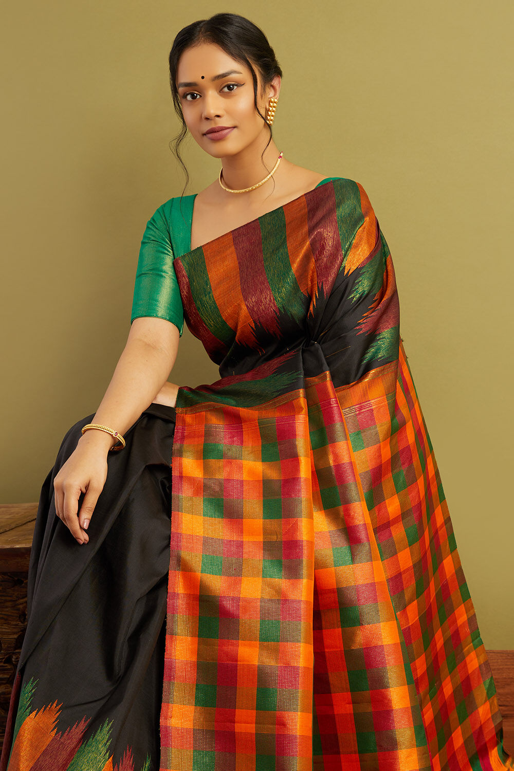 Buy Wedding Wear Black Kanjivaram Silk Saree Online From Surat Wholesale  Shop.