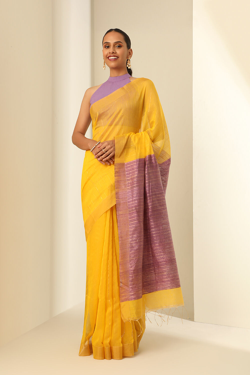 Buy Yellow Sarees for Women by Dipdiya Online | Ajio.com