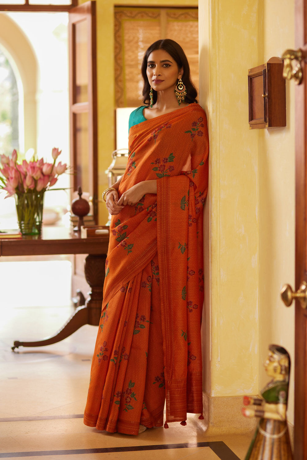 Buy Pink Zari Weaving Silk Wear Saree With Blouse Online At Zeel Clothing