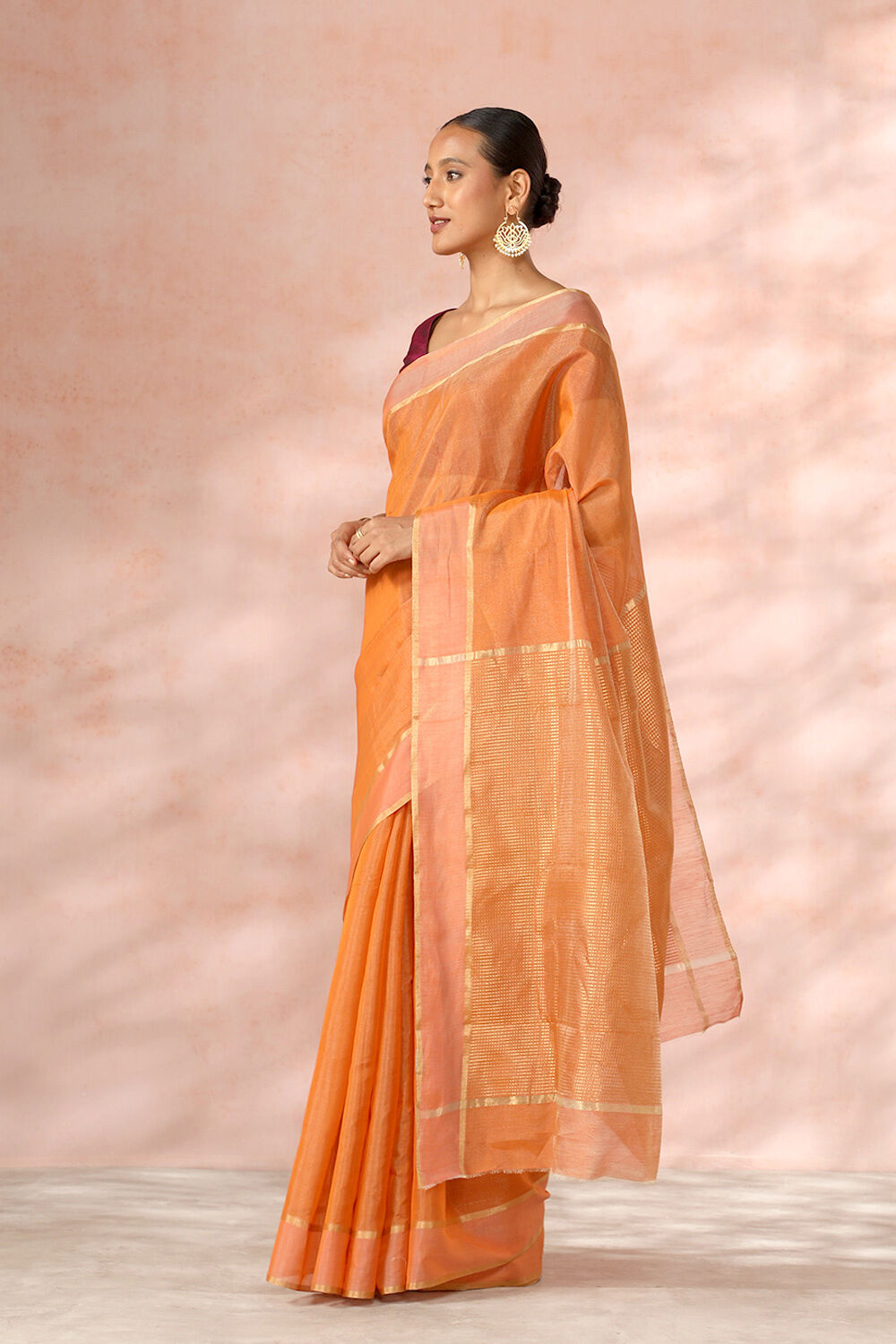 KARAGIRI Dark Orange Silk Saree With Blouse Piece : Amazon.in: Fashion