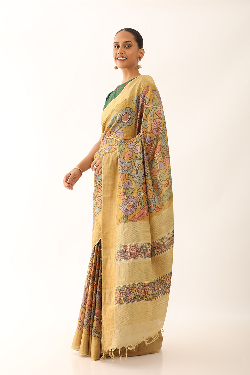 Made In Madras - Pen Kalamkari Tussar Silk Saree – The Urban Doe