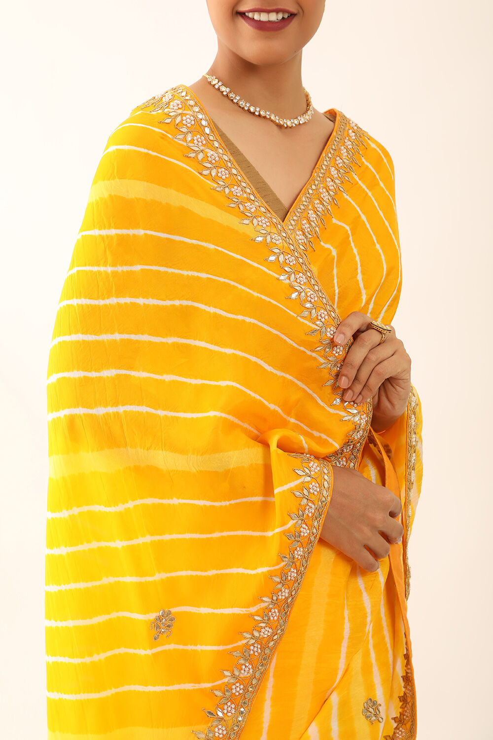 Stunning Yellow Leheriya Chiffon Saree - Perfect for Any Occasion –  Luxurion World