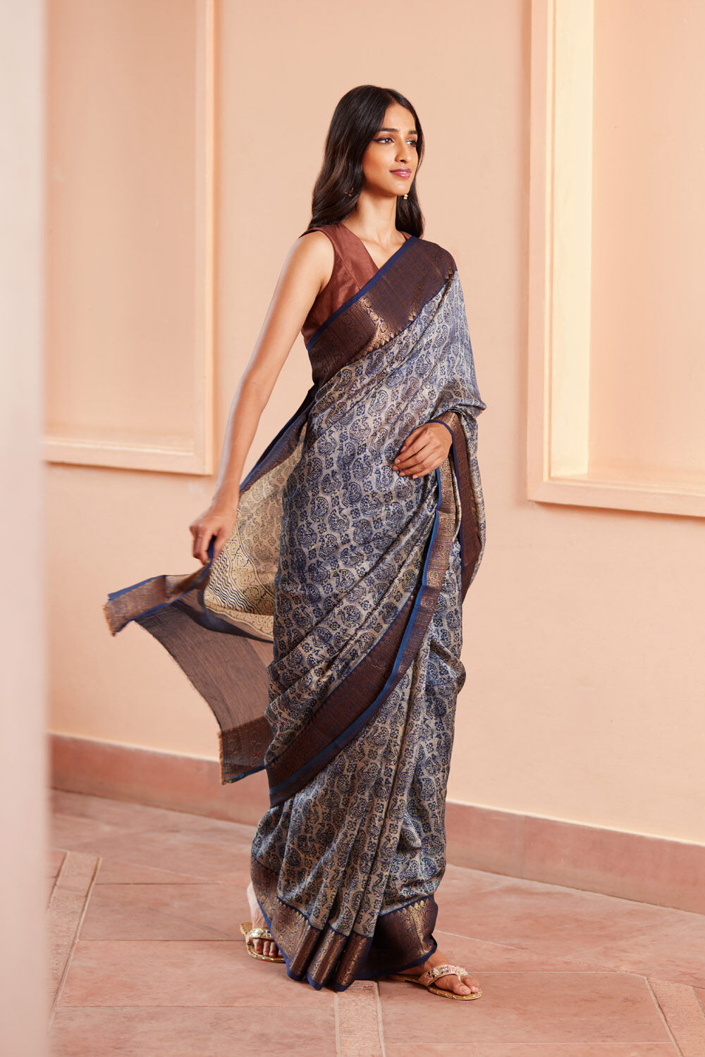 Floral Handpainted Pure Silk Saree Online 4049