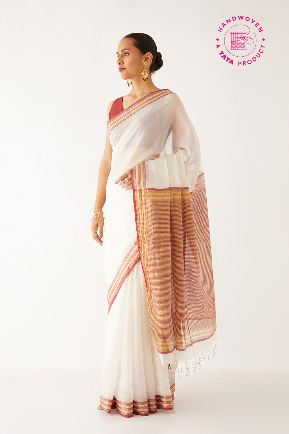 Buy Totilla Beige Maheshwari Silk Saree online-Karagiri