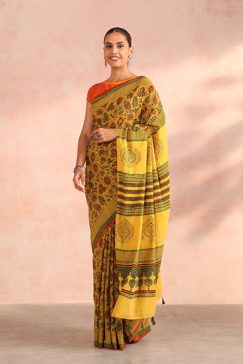 Pure Dye Tussar Silk Painting Gujarati Stitch Saree SN202314413