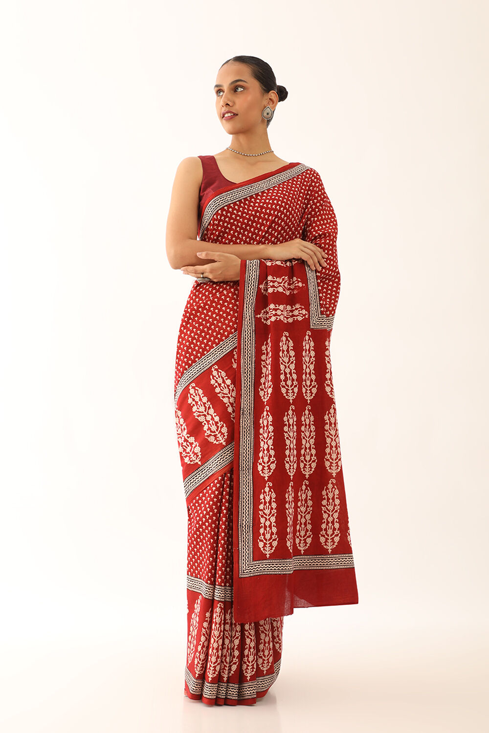 Kaisori Nandana - Leher Bagh handblockprinted cotton saree