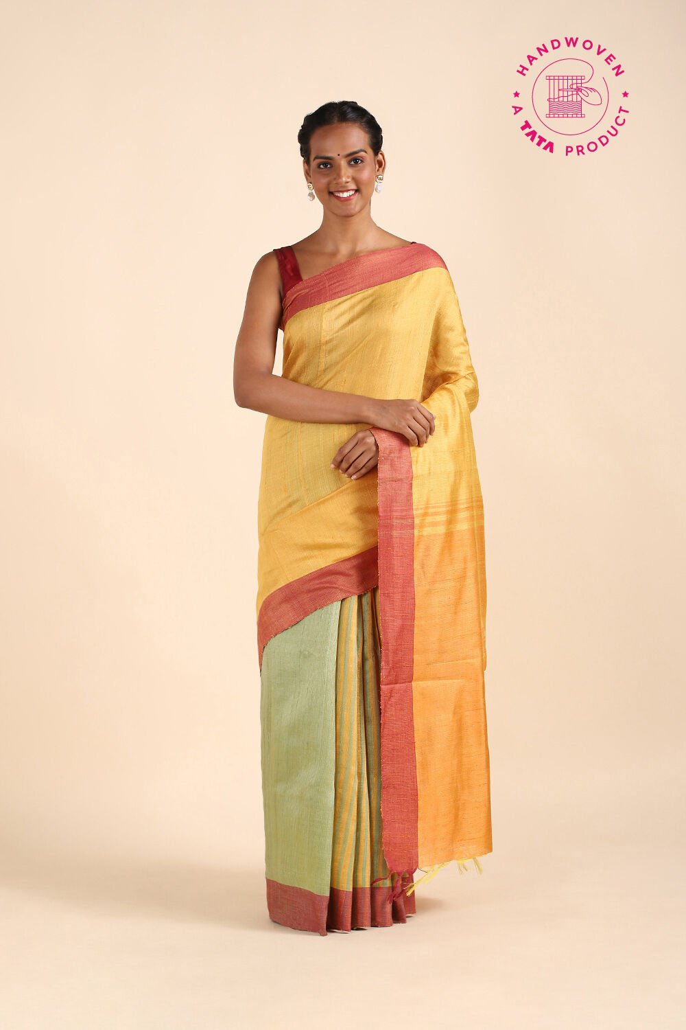 Buy Beige Bhagalpuri Silk Casual Saree Online at lowest price -