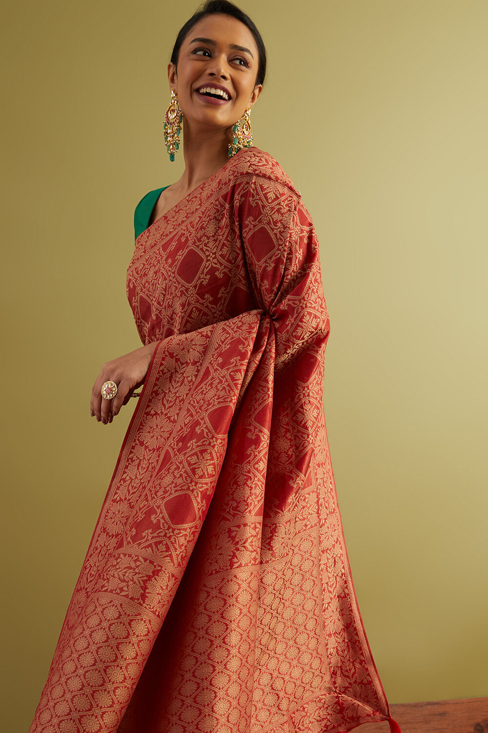 Green Pure Silk Woven Banarasi Saree | Taneira Online Store