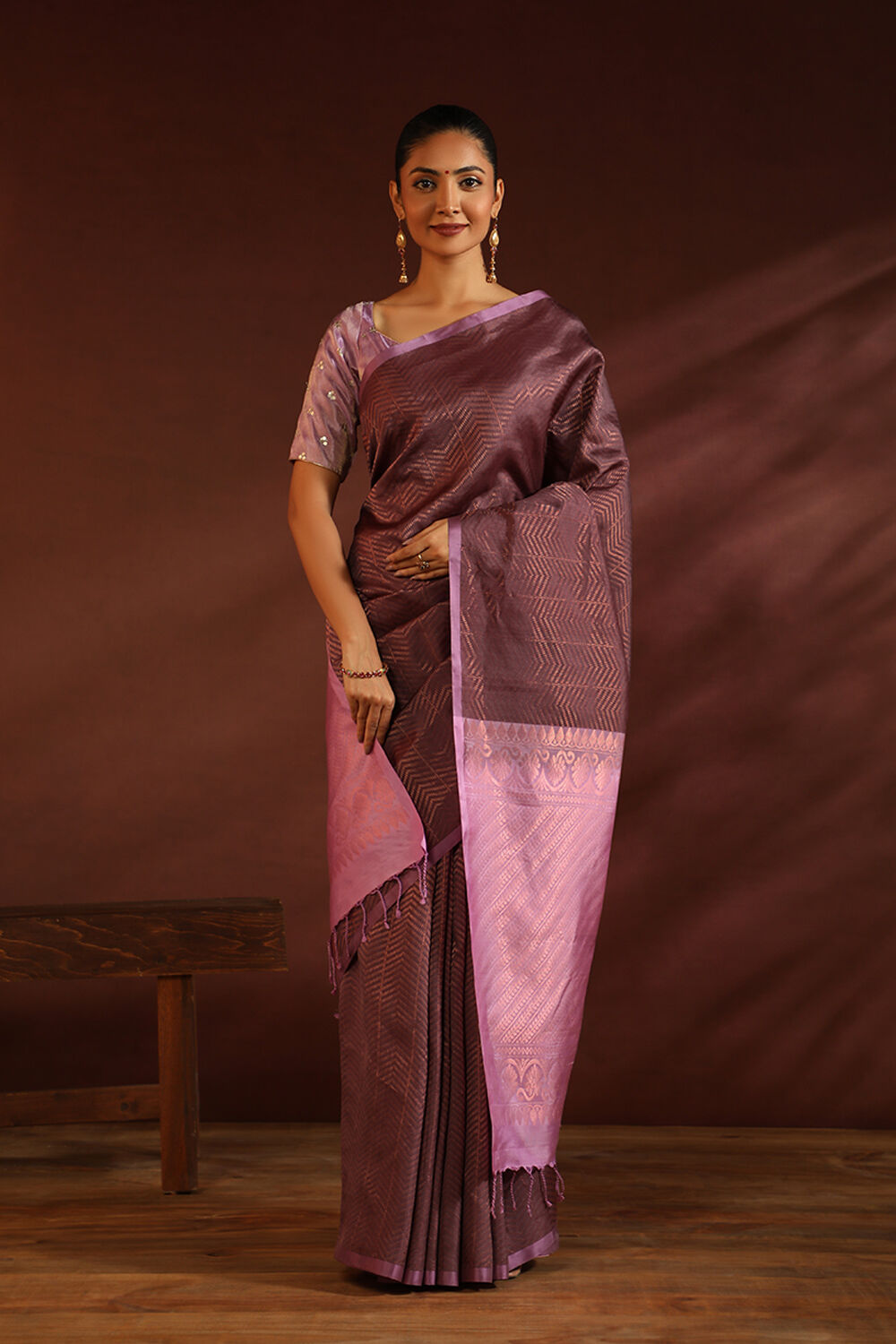 Trendsetter Wine Red Silk Printed Saree With Woven Zari Border SARV143424