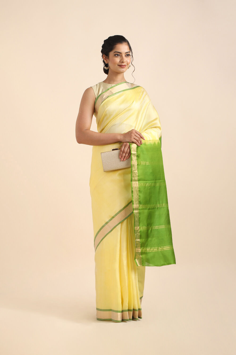 Off White Woven Pure Silk Kanjivaram Saree | Taneira Online Store