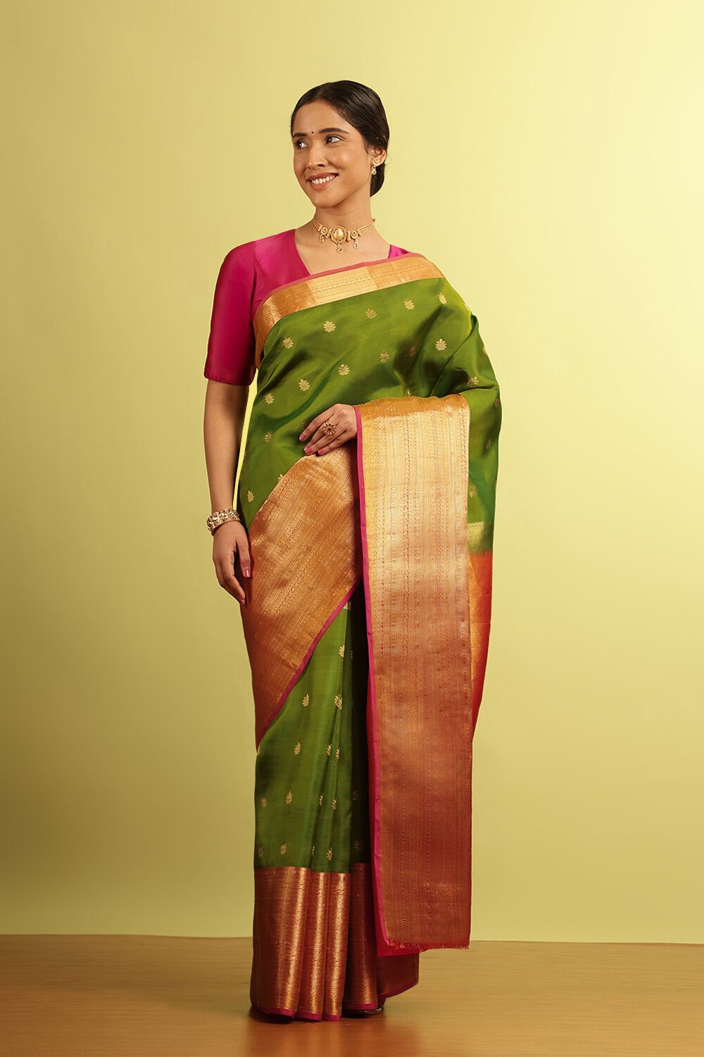 Sa - Pure kanjivaram silk saree purple and pink with allover zari chec –  Prashanti Sarees