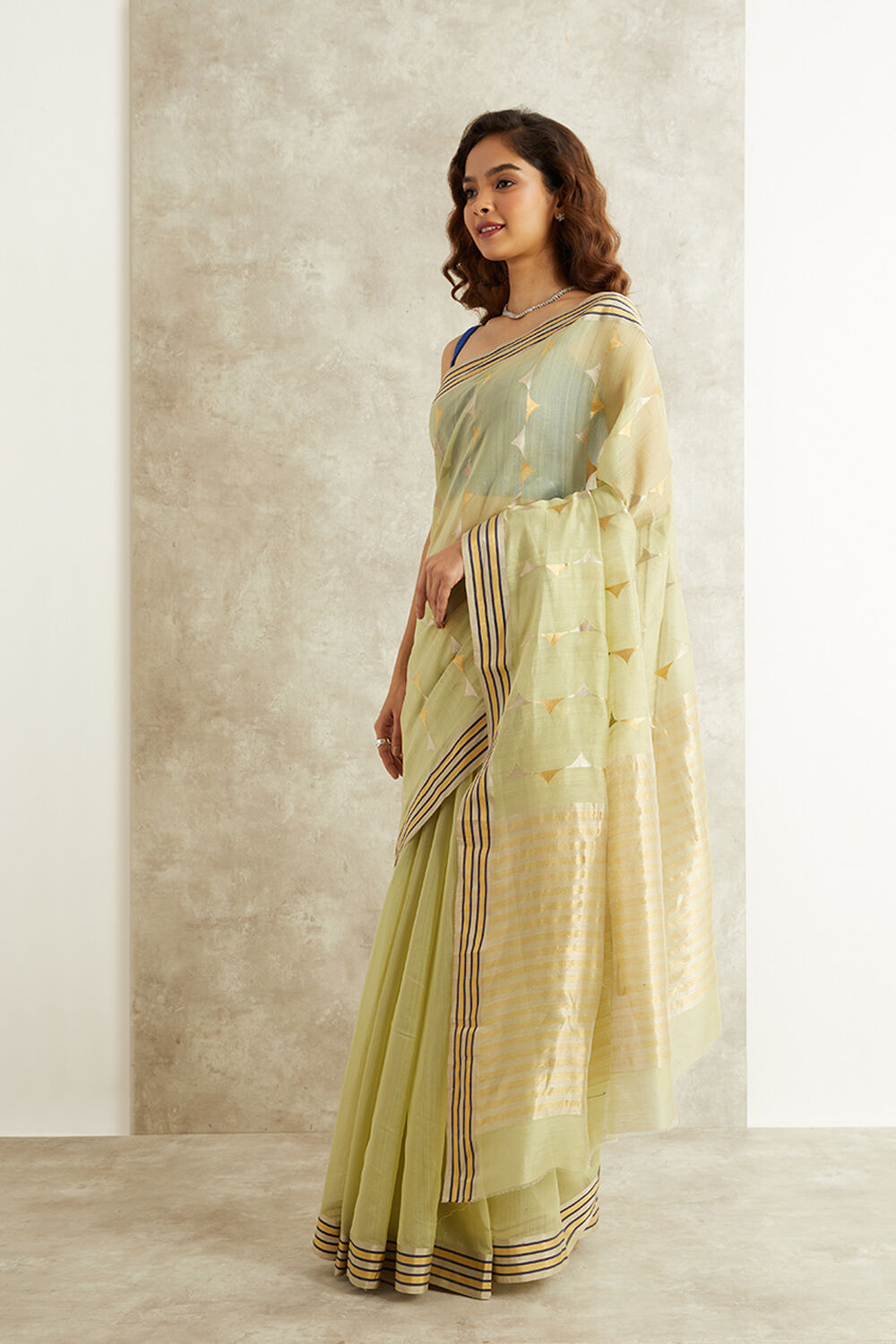 green pure silk with gold zari kanchipuram saree with blouse - PATIALAPICKS  - 4207900
