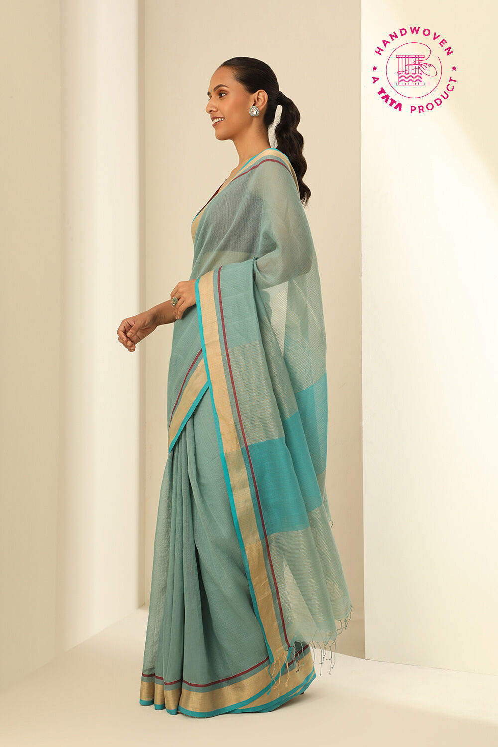 Yellow Green Bengal Cotton Saree – Meiraas