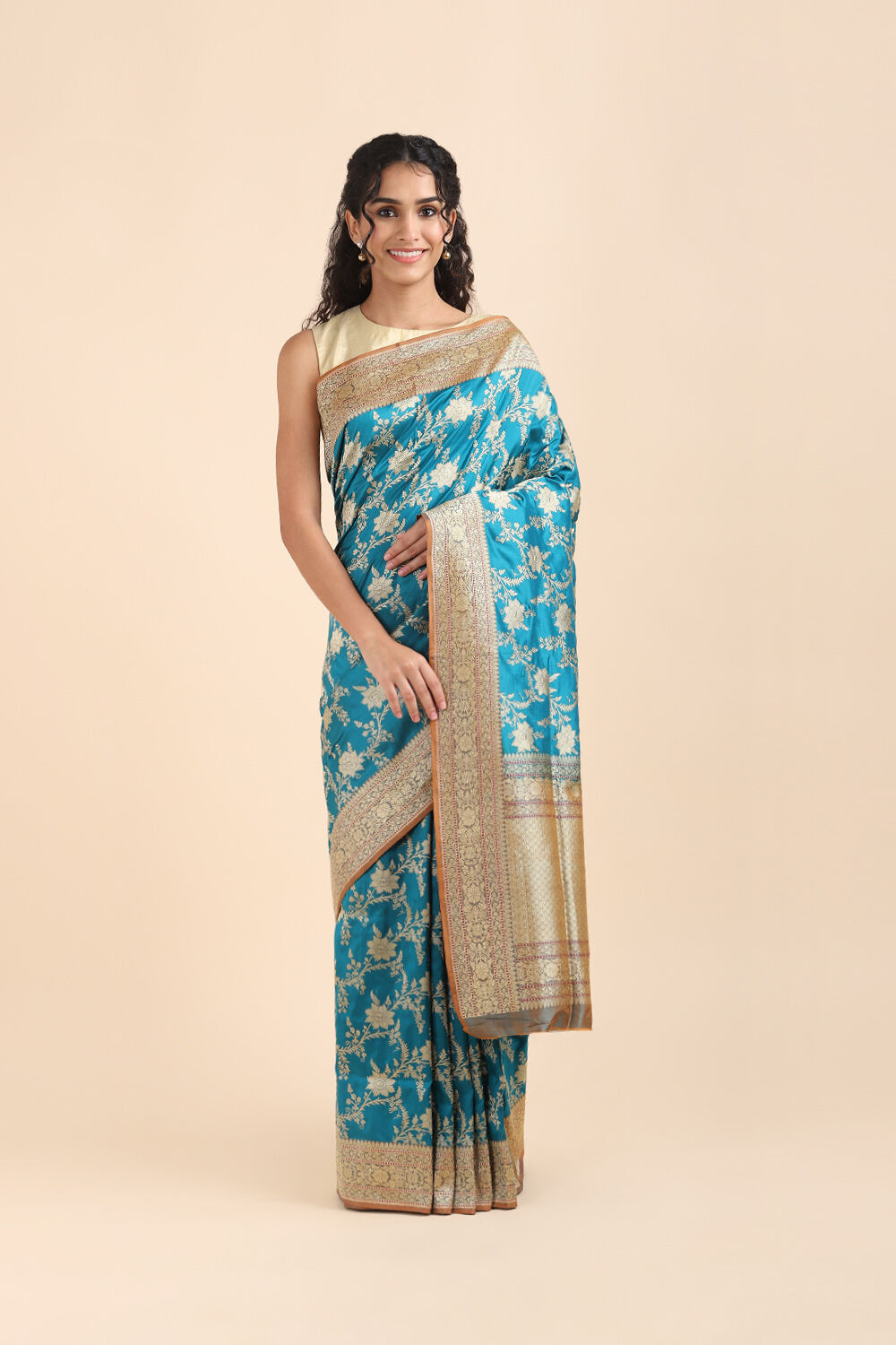 Violet Pure Silk Woven Banarasi Saree | Taneira Online Store