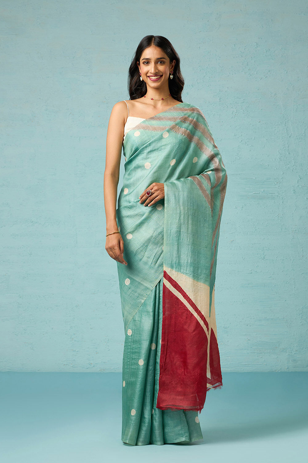 Natural Beige Tussar Silk Saree with Striped Pallu – Chanchal-Bringing Art  to Life