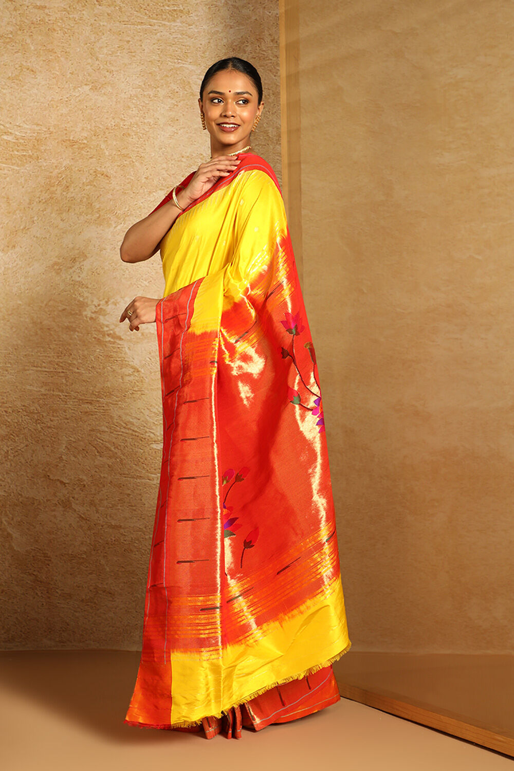 Yellow Orange Pure Paithani Saree – Ranjvani