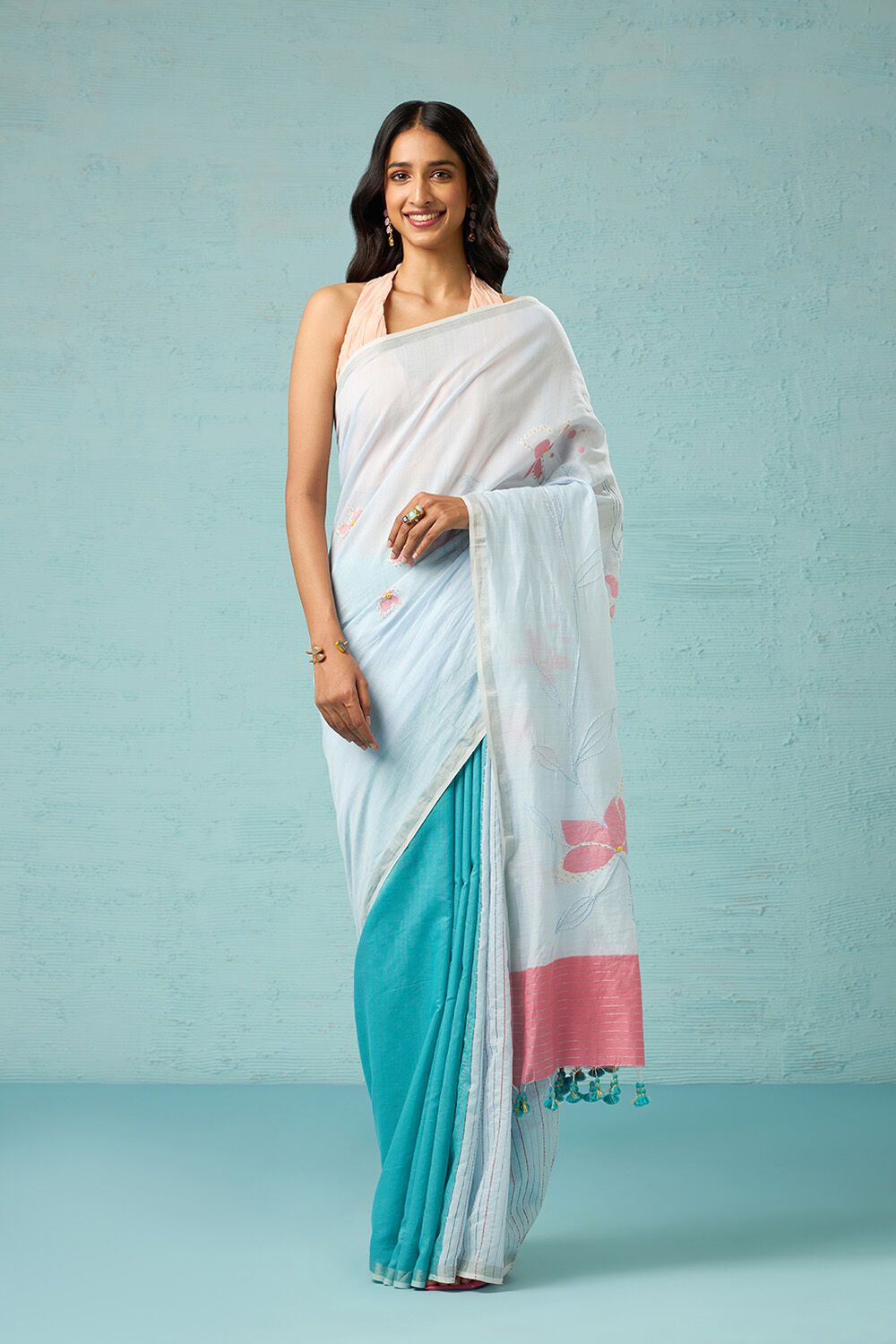 Cheap Reliable Teal With Pink Kottanchi Silk Cotton Saree Online –  www.kosigam.com