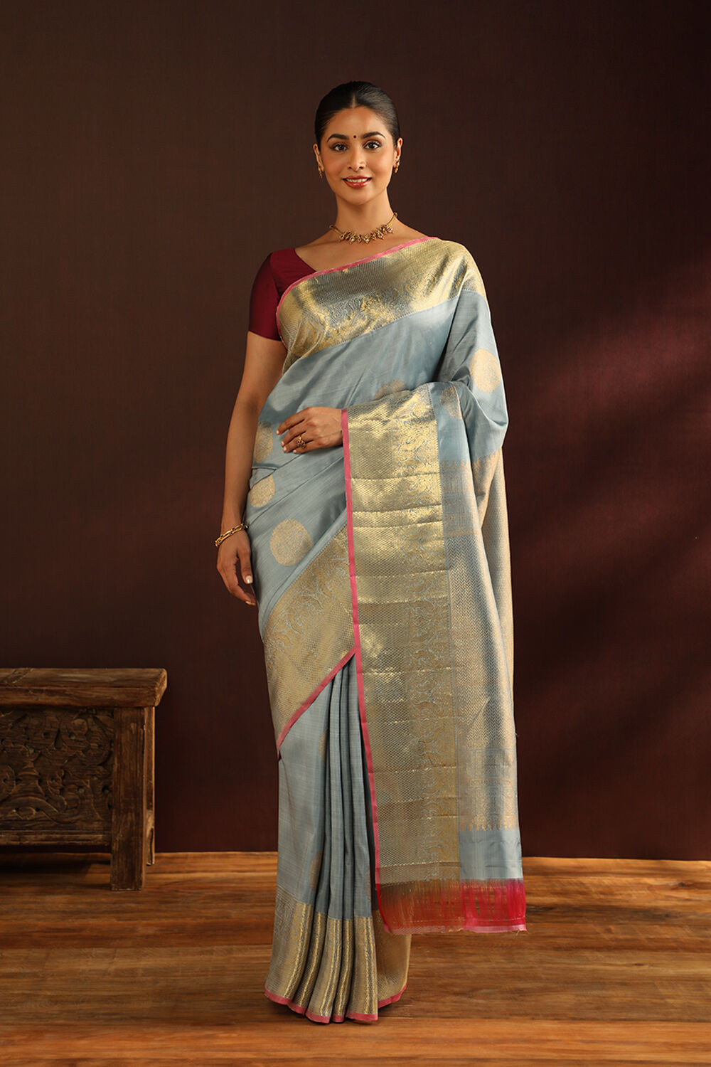 Blue Hand Painted Silk Saree | Taneira Online Store