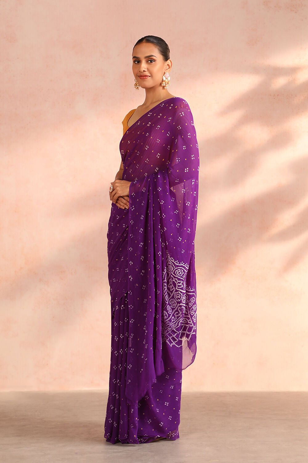 Pink and Purple designer bandhani saree