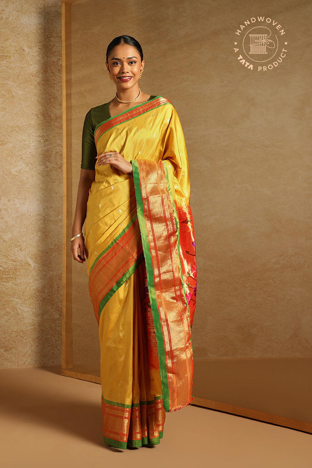 Buy Varkala Silk Sarees Yellow Art Silk Paithani Traditional Saree - Sarees  for Women 1657004 | Myntra