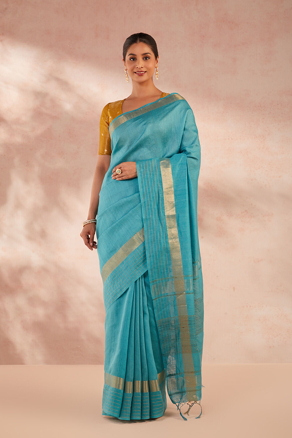 Bhagalpuri Handloom Tussar Ghicha Silk Saree | Linen World